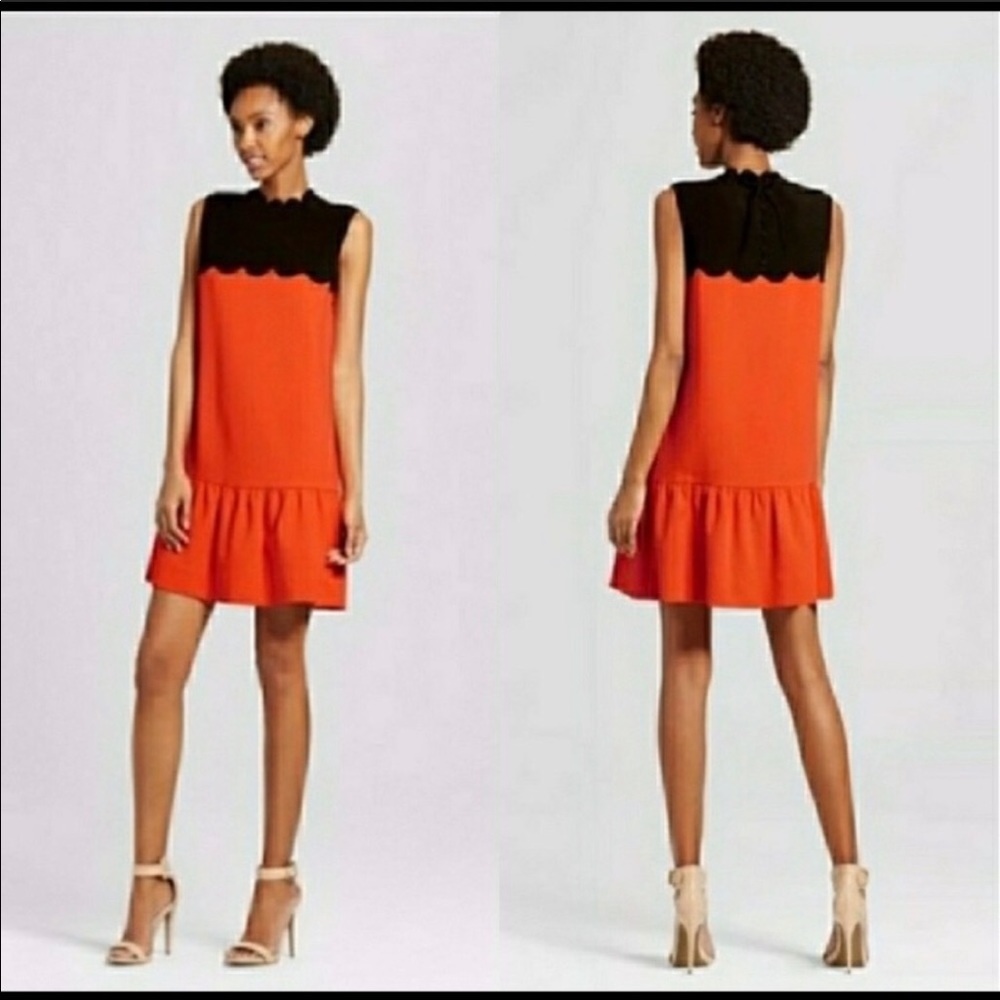 Victoria Beckham for Target Black and Orange Midi Dress